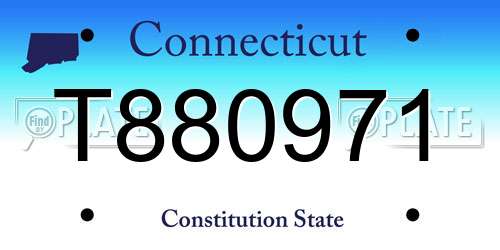 T880971 Connecticut License Plate