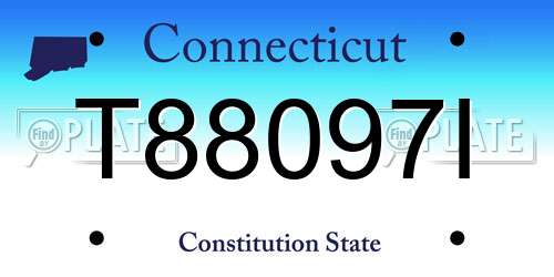 T88097I Connecticut License Plate