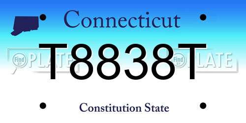 T8838T Connecticut License Plate