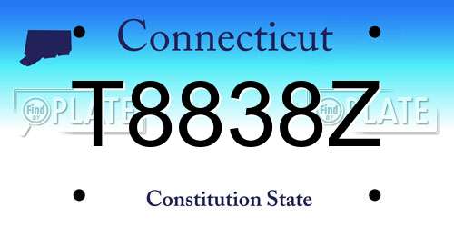 T8838Z Connecticut License Plate