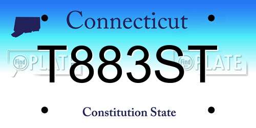 T883ST Connecticut License Plate