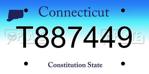 T887449 Connecticut License Plate