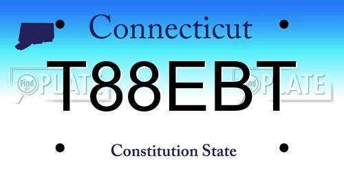 T88EBT Connecticut License Plate