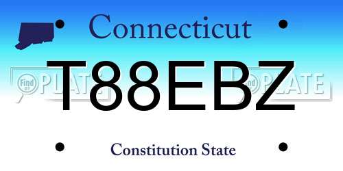 T88EBZ Connecticut License Plate