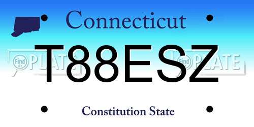 T88ESZ Connecticut License Plate