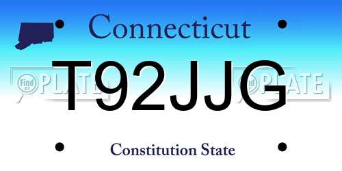 T92JJG Connecticut License Plate