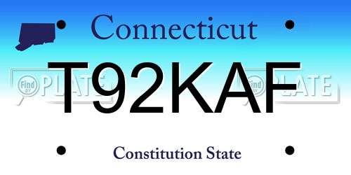 T92KAF Connecticut License Plate
