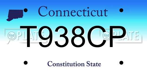 T938CP Connecticut License Plate