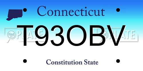 T93OBV Connecticut License Plate