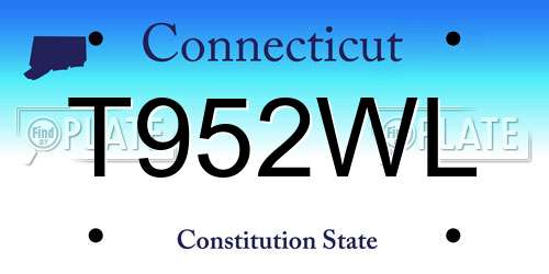 T952WL Connecticut License Plate