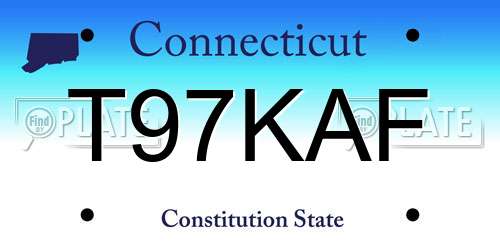 T97KAF Connecticut License Plate