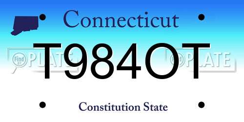 T984OT Connecticut License Plate