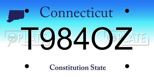 T984OZ Connecticut License Plate