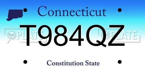 T984QZ Connecticut License Plate