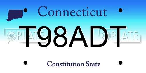 T98ADT Connecticut License Plate