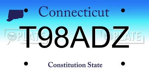 T98ADZ Connecticut License Plate