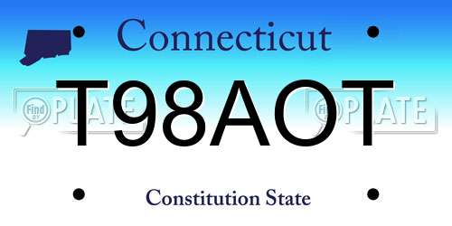 T98AOT Connecticut License Plate