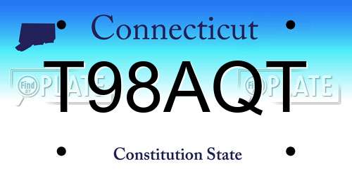 T98AQT Connecticut License Plate