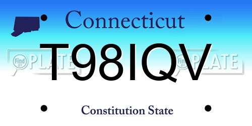 T98IQV Connecticut License Plate