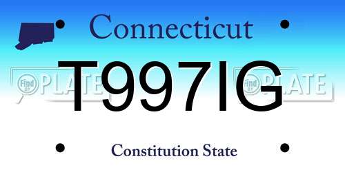T997IG Connecticut License Plate