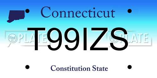 T99IZS Connecticut License Plate