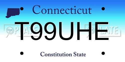 T99UHE Connecticut License Plate