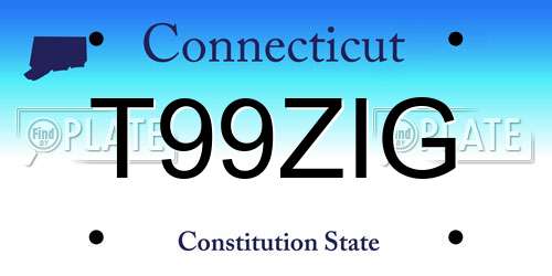 T99ZIG Connecticut License Plate
