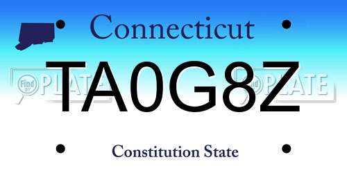 TA0G8Z Connecticut License Plate