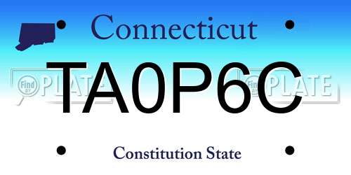 TA0P6C Connecticut License Plate