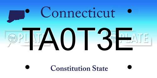TA0T3E Connecticut License Plate