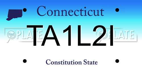 TA1L2I Connecticut License Plate