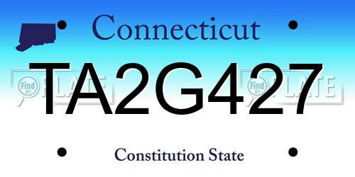 TA2G427 Connecticut License Plate