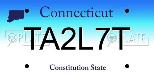 TA2L7T Connecticut License Plate