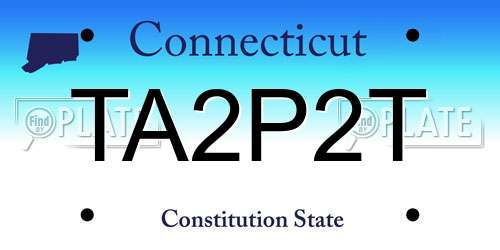 TA2P2T Connecticut License Plate