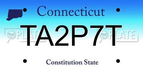 TA2P7T Connecticut License Plate