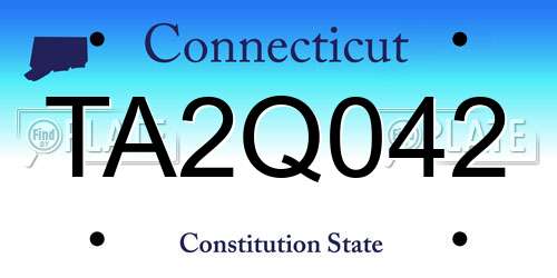 TA2Q042 Connecticut License Plate