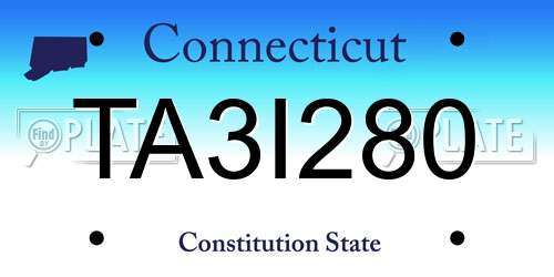TA3I280 Connecticut License Plate