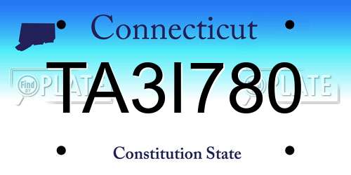 TA3I780 Connecticut License Plate