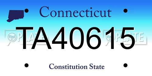 TA40615 Connecticut License Plate