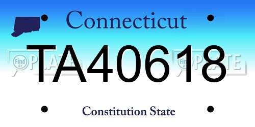 TA40618 Connecticut License Plate