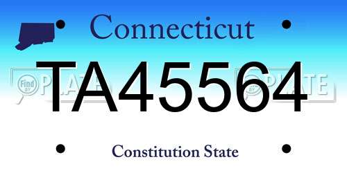 TA45564 Connecticut License Plate