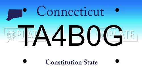 TA4B0G Connecticut License Plate