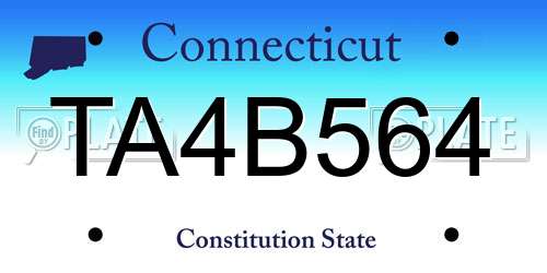 TA4B564 Connecticut License Plate