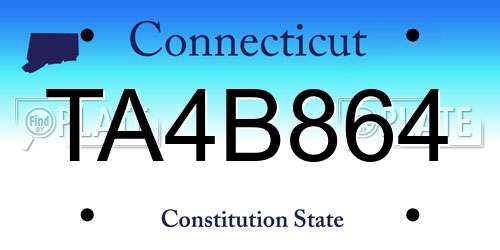TA4B864 Connecticut License Plate