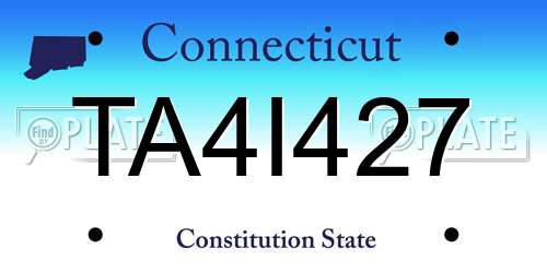 TA4I427 Connecticut License Plate