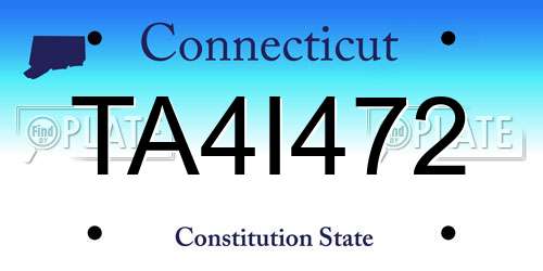 TA4I472 Connecticut License Plate
