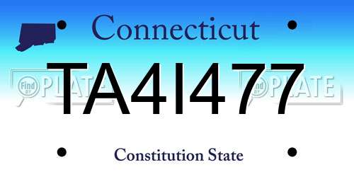 TA4I477 Connecticut License Plate