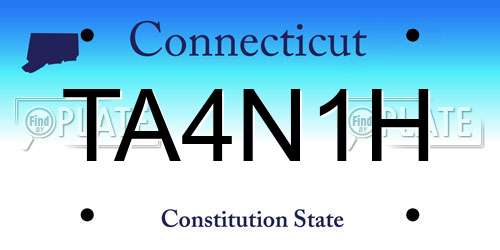 TA4N1H Connecticut License Plate
