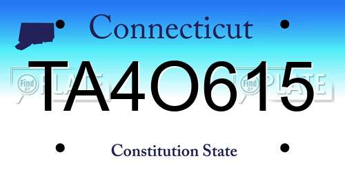 TA4O615 Connecticut License Plate