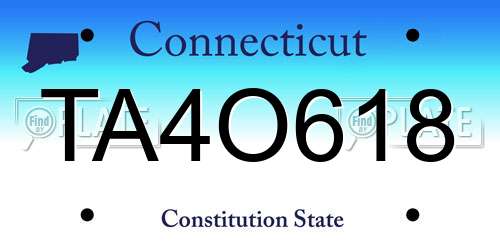 TA4O618 Connecticut License Plate